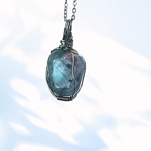 Elegant Handmade In Hawaii Flourite Gem Wrapped In Sterling Silver.